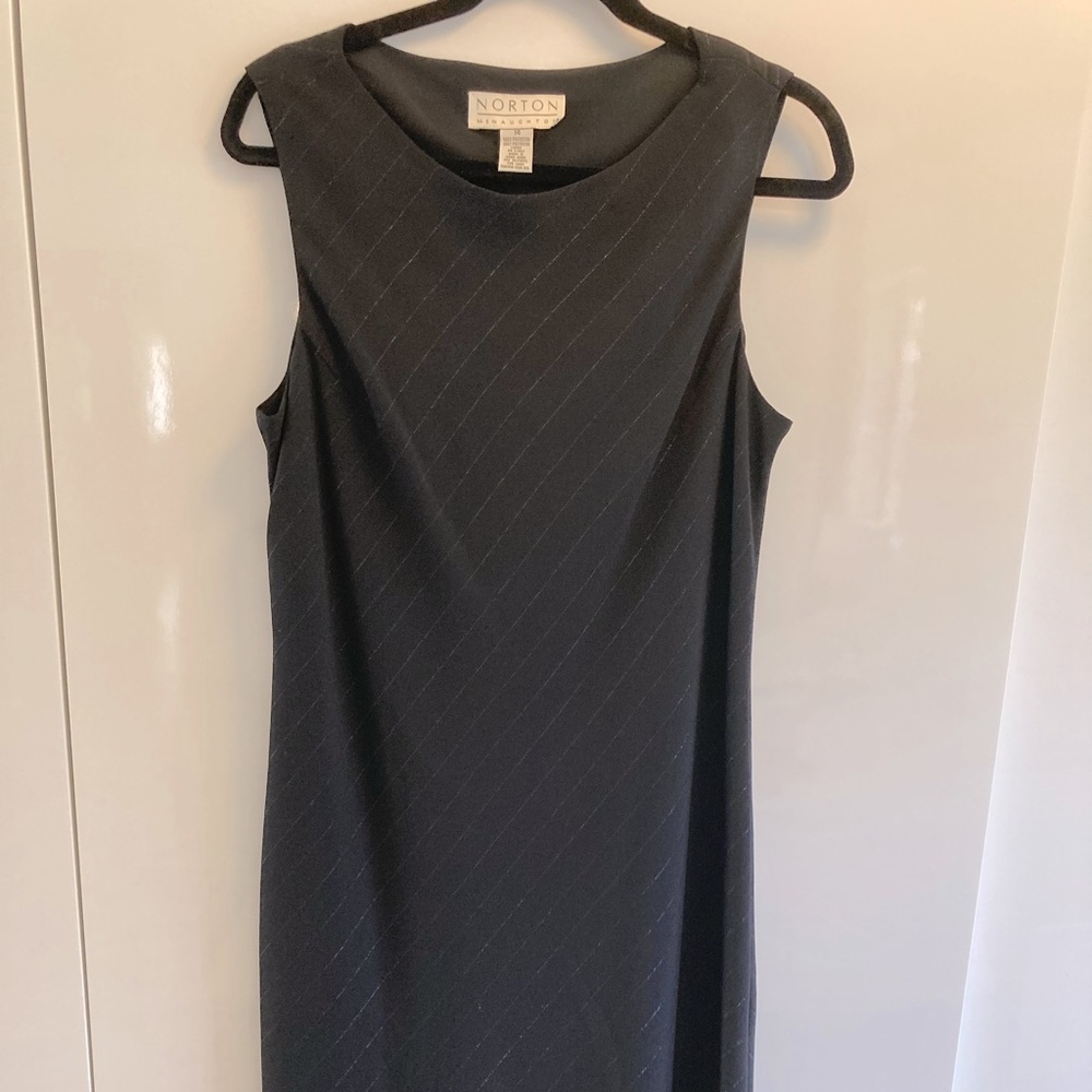 Little black dress w/ thin sliver stripes size 14